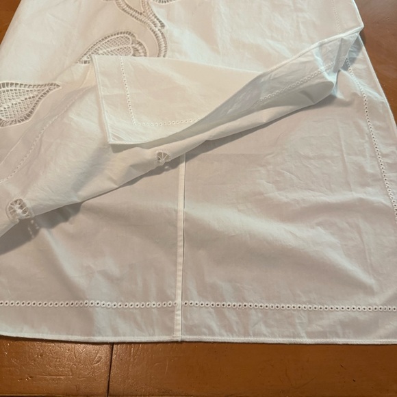 Venroy Cotton Maxi Skirt in White Sz L Floral Embroidered Side Slit Semi Sheer - Picture 7 of 15